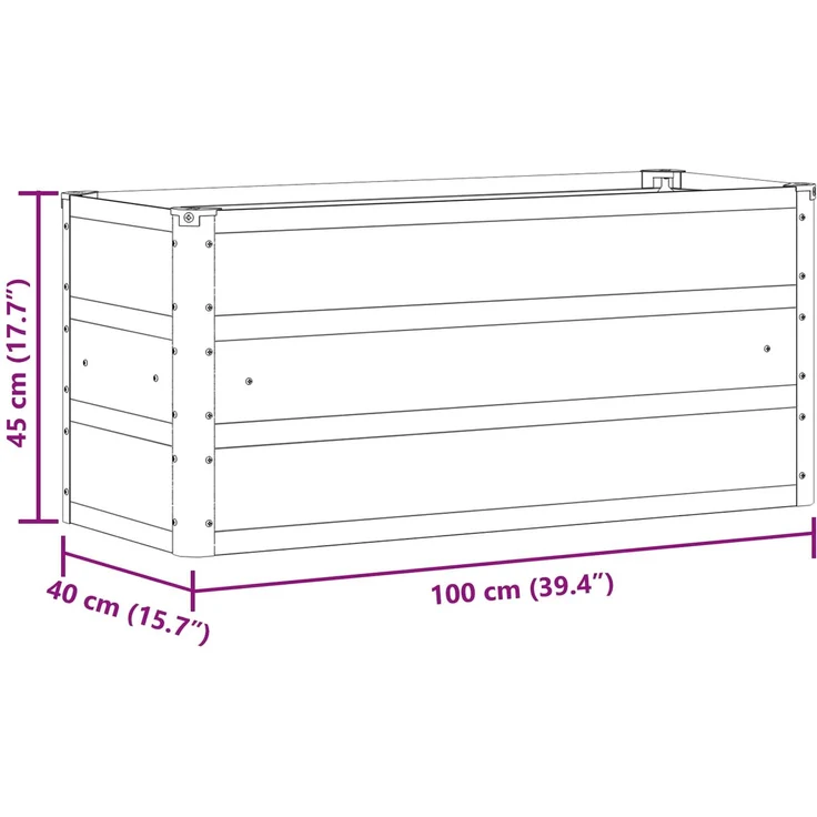 vidaXL Pflanzkübel Anthrazit 100 x 40 x 45 cm Stahl 42018184 – Bild 6