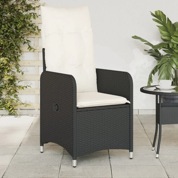 vidaXL Gartensessel mit Kissen 2 Stk. Verstellbar Schwarz Poly Rattan 365685 – Bild 1