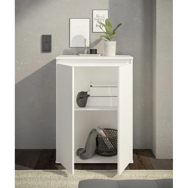 Kommode >Brest< 2 Türen, 1 Boden, in weiß - 60x84x35cm (BxHxT) – Bild 8