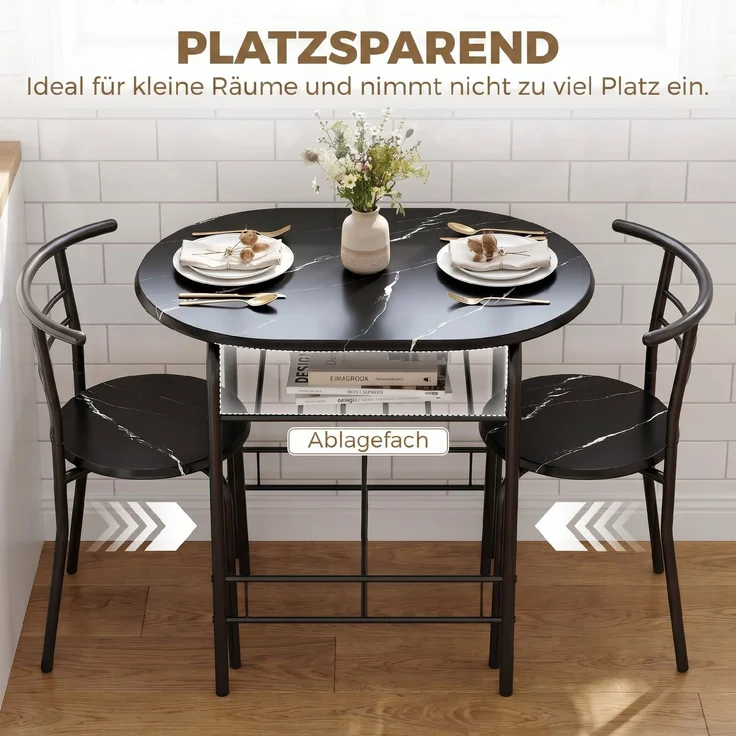 HOMCOM Essgruppe, MDF, Metall, Schwarz, 80L x 52B x 76H cm – Bild 5