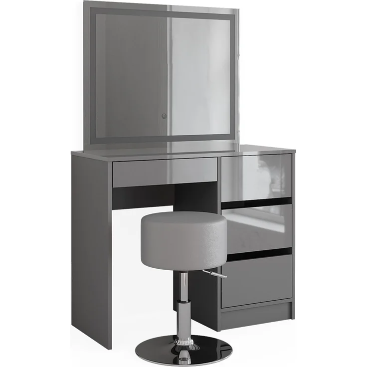 Schminktisch Sherry Grau 90 cm mit LED Spiegel und Hocker Vicco – Bild 1