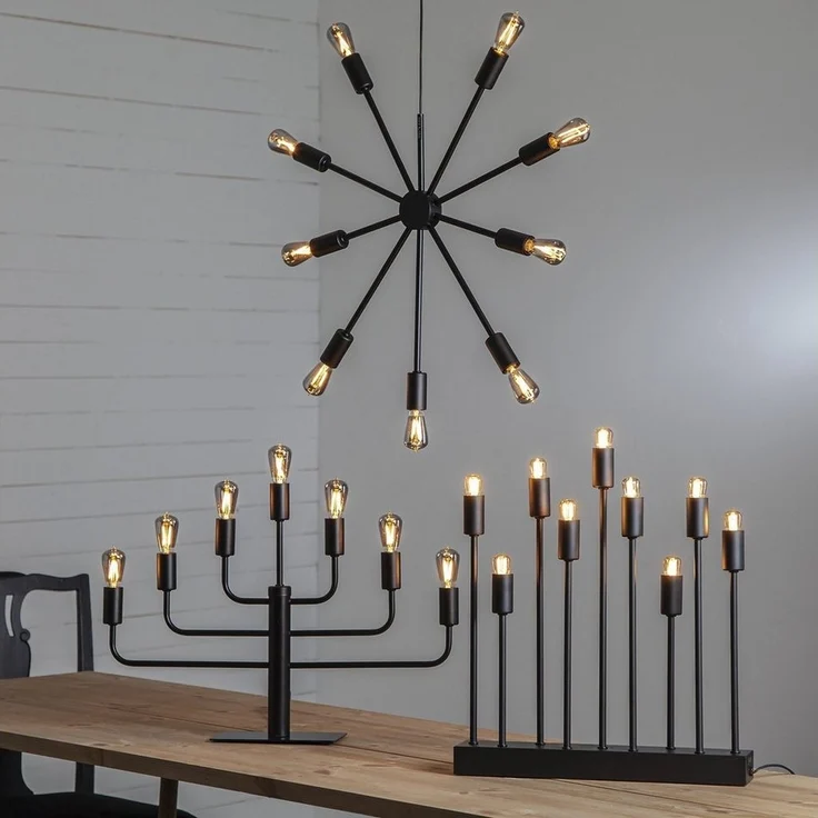 STAR TRADING Fensterleuchter Tischleuchte Kerzenleuchter Fensterleuchter 9flammig E14 50cm schwarz – Bild 2