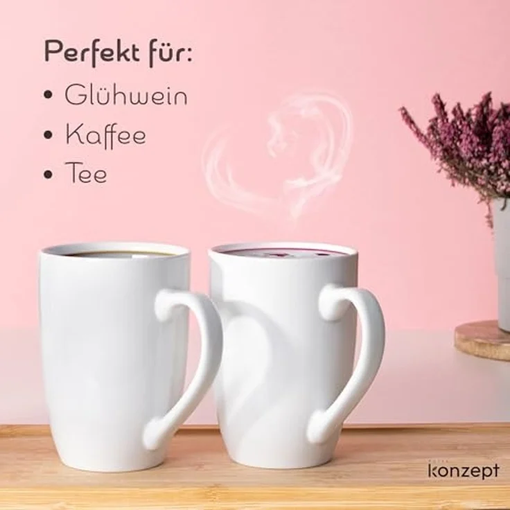 KONZEPT Becher Große Kaffeebecher 500ml (2er-Set) – Becher aus hochwertigem Porzellan, 2-tlg, stilvoll für Kaffee, Tee & Heißgetränke – Bild 7