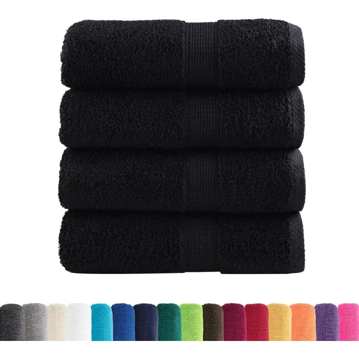 vidaXL Premium Waschhandtücher SOLUND 4 Stück Schwarz 30x30 cm 600 g/m² 137420 – Bild 2