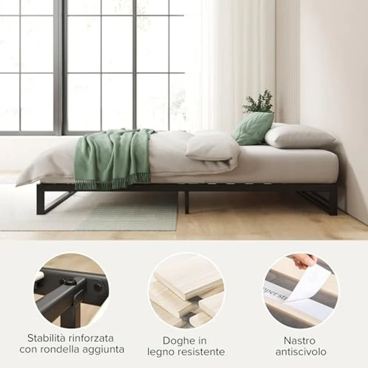 Zinus EU-SSBF-7K Low Profile Bed Frame, Metal/Wood, Single – Bild 3