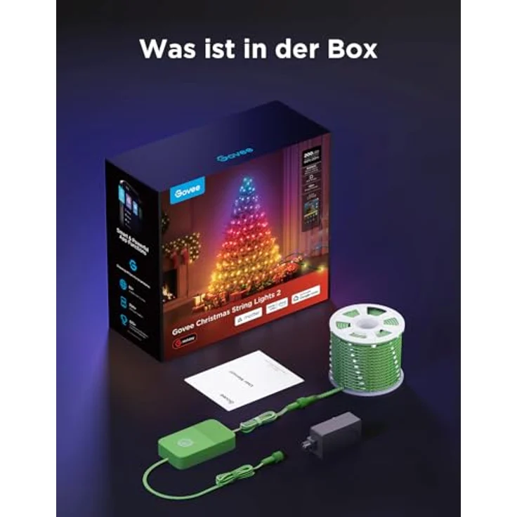Govee Christmas Lights, RGBWIC 20M Weilnachtsbeleuchtung Außen, 200 LEDs Lichterkette Innen für Weilnachtsbaum, Shape-Mapping,130+ Szenen-Modi, IP65 Wasserdicht, Kompatibel mit Alexa, Grünes Kabel – Bild 9