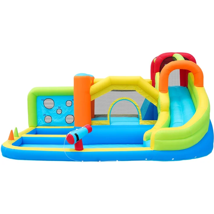 LVHOM Aufblasbare Hüpfburg mit Gebläse, Spielpool, Trocken-/Wasserrutsche, Springburg Outdoor, Wasserpark mit Trampolin, Planschbecken, 410 x 315 x 203cm – Bild 10