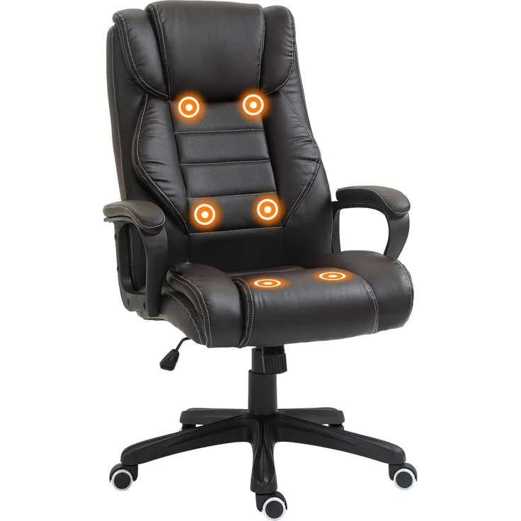 MELAYR, Bürostuhl mit Massagefunktion, ergonomischer Bürostuhl, hoher Komfort, höhenverstellbar, 78 x 35 x 66 cm, Braun