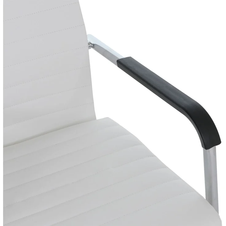 2er-Set Besucherstuhl HWC-Q85, Konferenzstuhl Freischwinger, Metall Kunstleder 280 g/m² ~ weiß – Bild 5