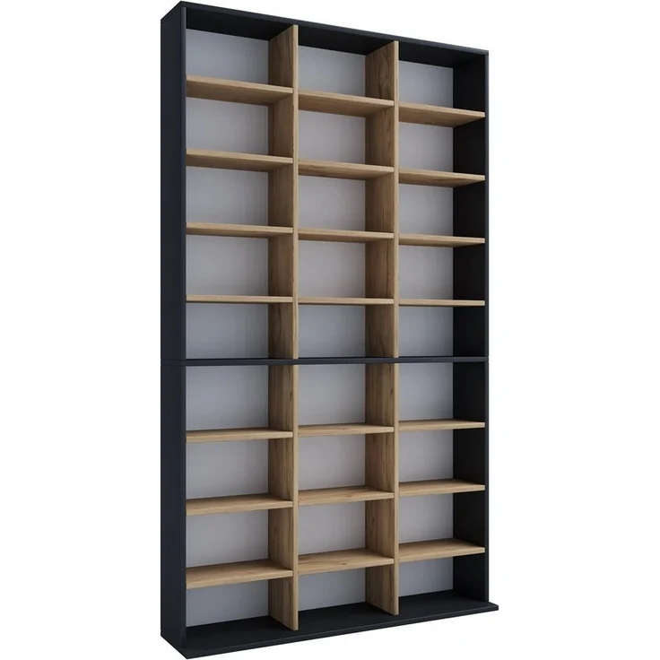 VCM Standregal Megosa 919576 Anthrazit / Honig-Eiche H. 181 x B. 102 x T. 23 cm – Bild 3