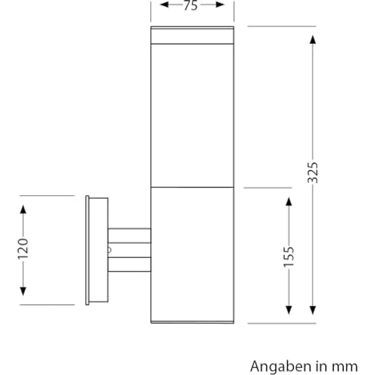ledscom.de Wandleuchte PORU, Außenleuchte IP44, Edelstahl, schwarz matt, rund, 1x E27 max. 40W – Bild 5