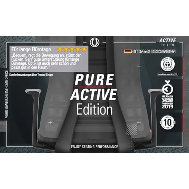 Interstuhl Bürostuhl Pure Active Edition, ergonomische Smart-Spring Technologie zur Anpassung an Gewicht und Bewegung, Schwarz | Anthrazit – Bild 5