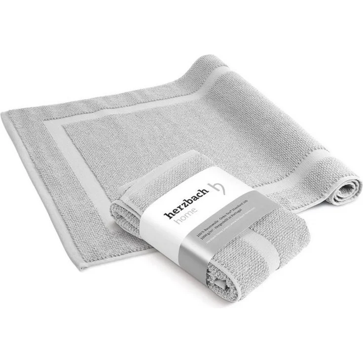 herzbach home Badematte Spa 50x80 cm, Baumwolle, Rechteckig, 2er Set, 1000g/m², Premium-Qualität, 100% Baumwolle, mit Bordüre – Bild 4
