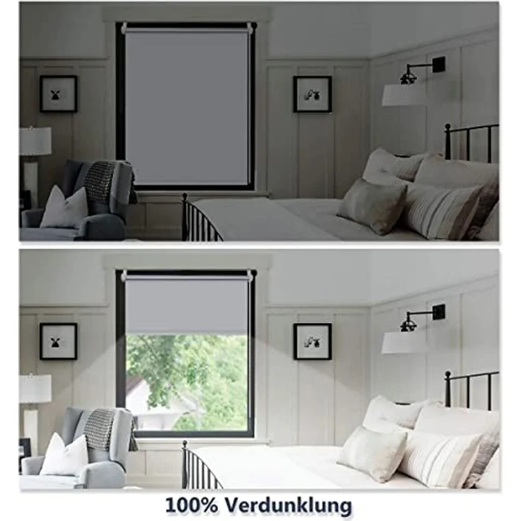 Grandekor Verdunklungsrollo ohne Bohren Schwarz 100x170 cm(Stoffbreite 96cm) Rollos für Fenster ohne Bohren & mit Bohren,Verdunkelungsrollo Thermorollo Klemmrollo Fensterrollo verdunkelung – Bild 4