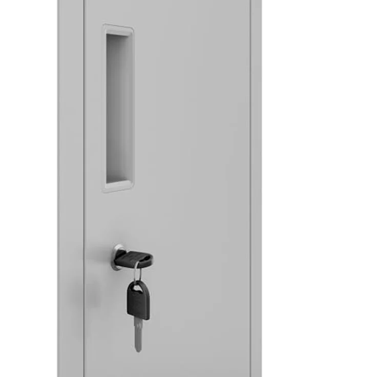 Jan Nowak Spind Metall Schliessfachschrank 2 Fächer Metallschrank abschliessbar 30 x 172 x 45 cm Sozialschrank mit Belüftung Kleiderstange für Personalraum – Bild 6