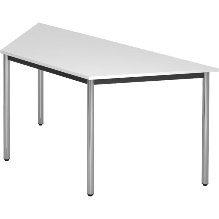 Trapeztisch Rundfuß 160x69cm Weiß / Chrom