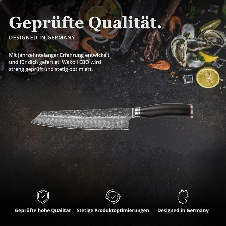Wakoli Asiamesser EBO Damastmesser Kiritsuke Küchenmesser Kochmesser 20 cm Klinge, aus 67 Lagen Damaststahl, VG10 Kern – Bild 5