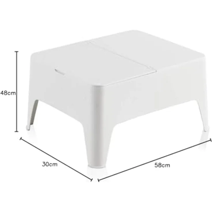 Shaf Alaska, Garten Beistelltisch Outdoor mit Stauraum, 58 x 48 x 30 cm, weiß – Bild 3