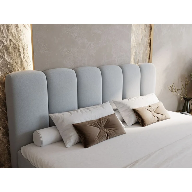 GRAINGOLD Cloud Boxspringbett 200x200, Bett mit Bettkasten, Velour-Stoff, mit Kopfteil, Grau – Bild 4