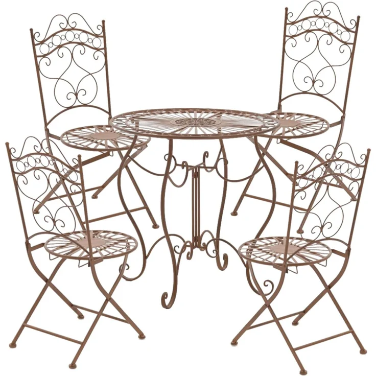 2er Set Gartenstühle DALLAS - Metall Antik braun 41x50x91 cm | Gartenstuhl Klappbar Klappstühle Metall Terrassenstuhl Antik Verzierung Stühle Garten – Bild 8