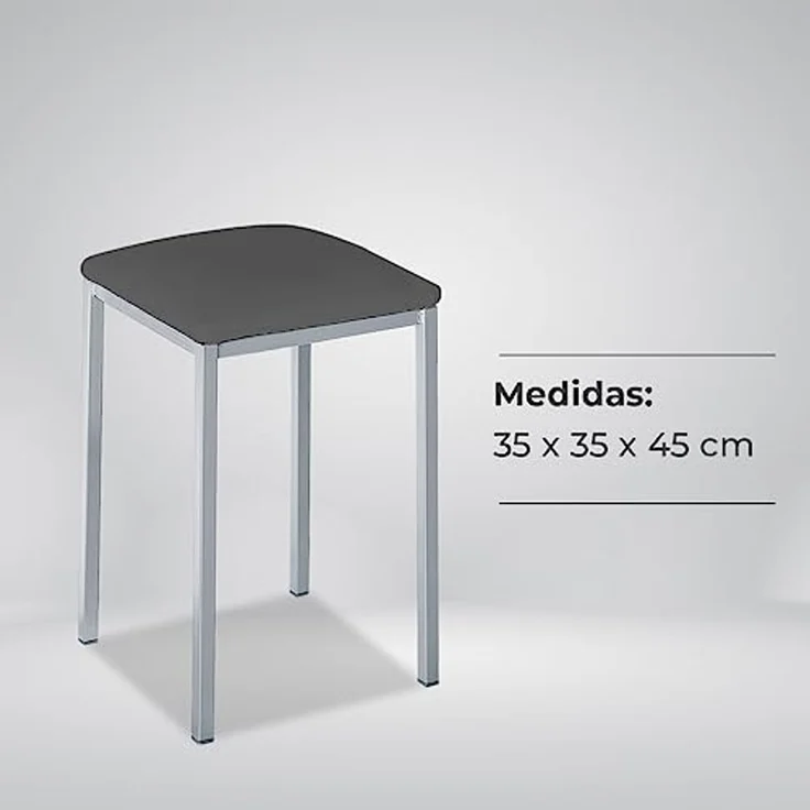 ASTIMESA Gepolsterter Küchenhocker, solide und Feste Struktur, Aluminiumgestell und Sitz aus Kunstleder, Farbe des Sitzes: Graphit, Lieferumfang: 2 Stück, Maße: 35 x 35 x 45 cm – Bild 7