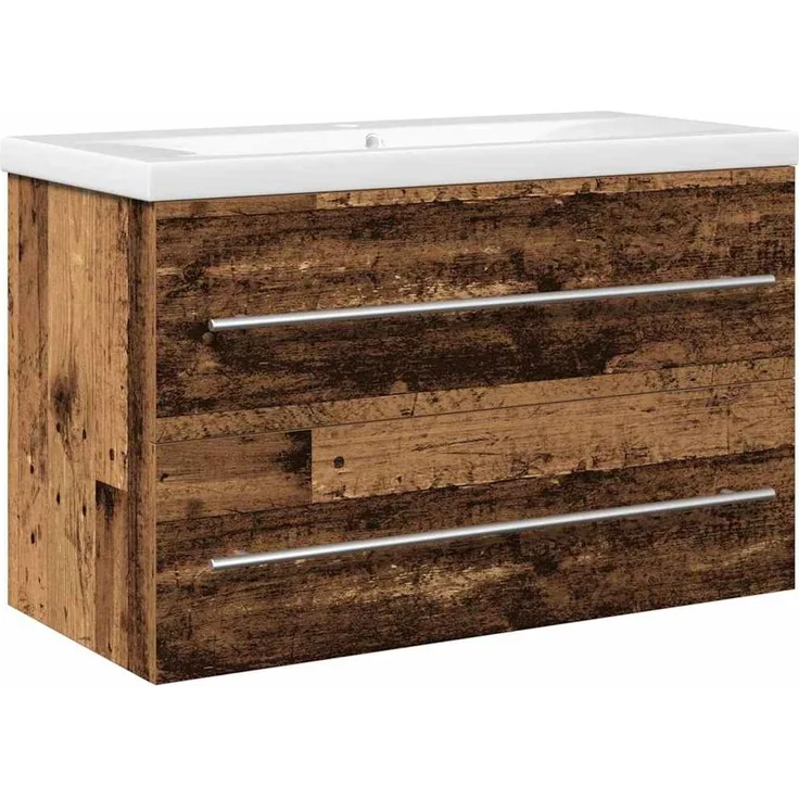 Waschbeckenschrank, Badschrank Wandmontiert 2 pcs Altholz 80 x 38,5 x 48 cm de7499