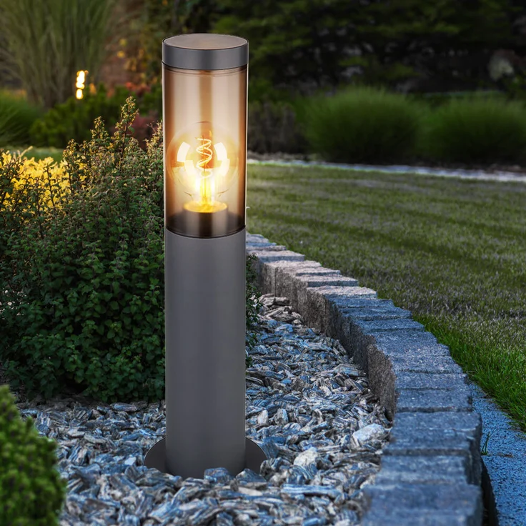 4er Set Sockelleuchte, Edelstahl, anthrazit, rauch, H 45 cm – Bild 9