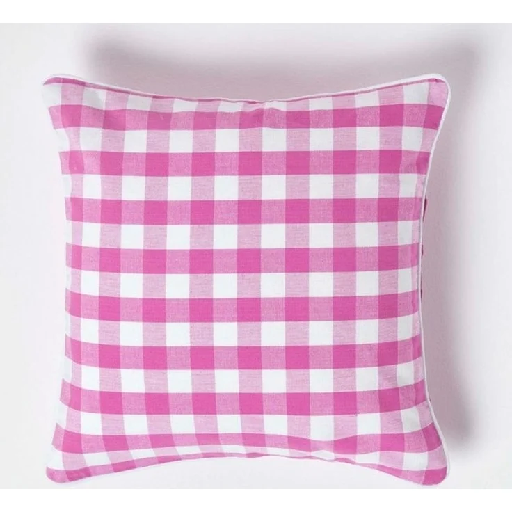 Homescapes Kissenhülle Pink karierter Kissenbezug 30x50 cm aus 100% Baumwolle – Bild 4