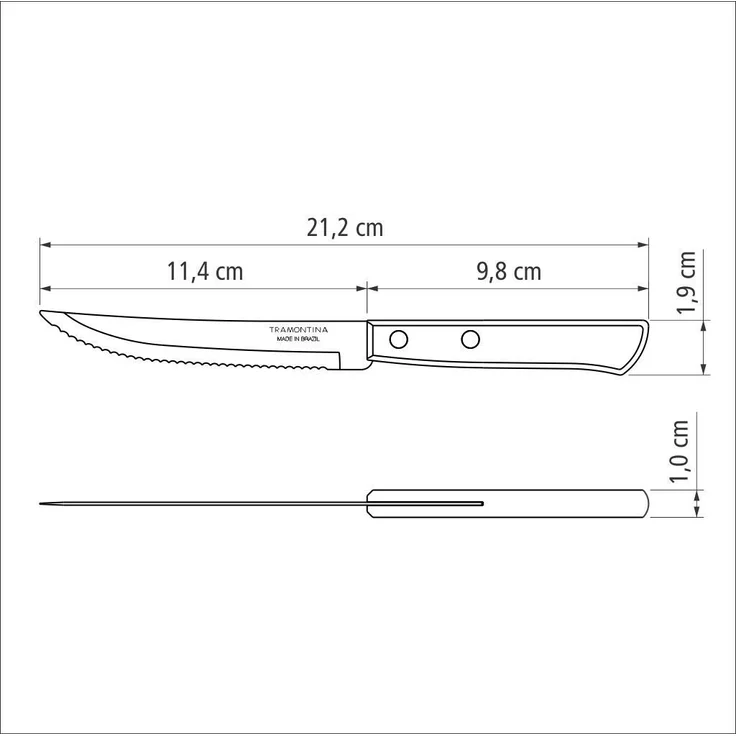 Tramontina Steakmesser Pizzamesser Set, im 6er Set – mit Holzgriff (6 Stück), FSC Holzgriff, rostfreier Edelstahl, Wellenschliff, spülmaschinenfest – Bild 3