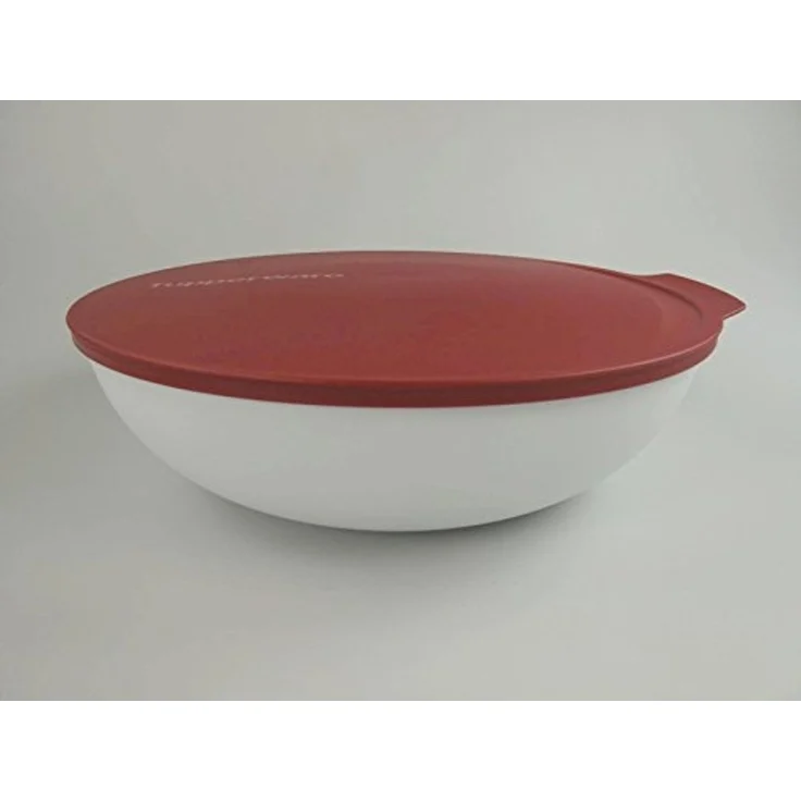 TUPPERWARE Servierschüssel Tupperware Allegra Schale 3,5 Liter in bordeaux rot/weiß – Bild 4