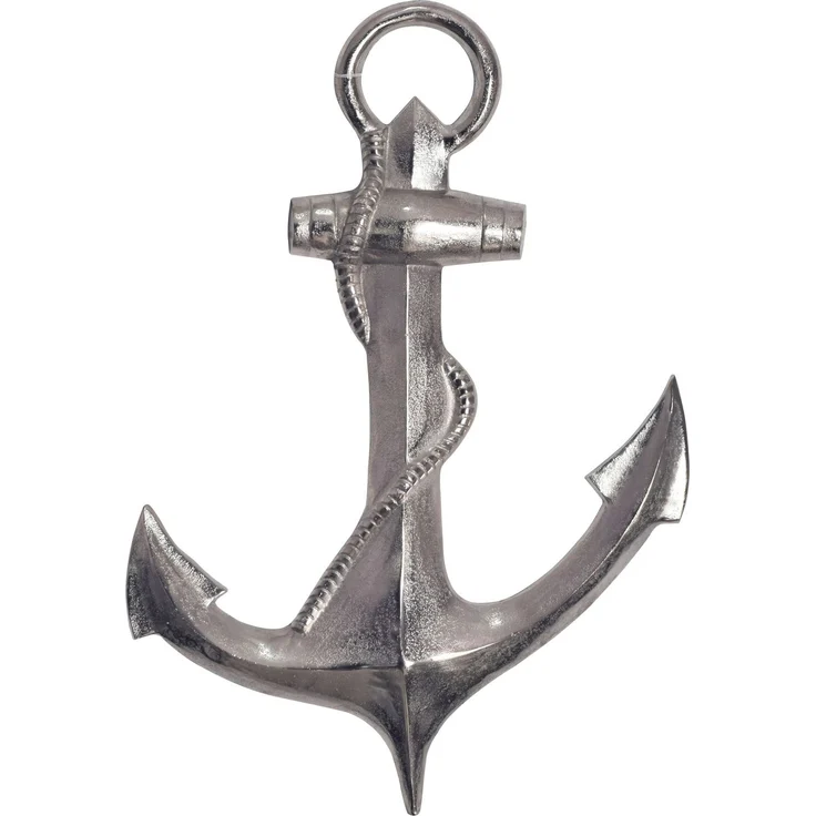 Wohnling Deko Anker 70cm Silber Aluminium Maritim Wanddekoration Modern Silbern 47x4x70 cm – Bild 1