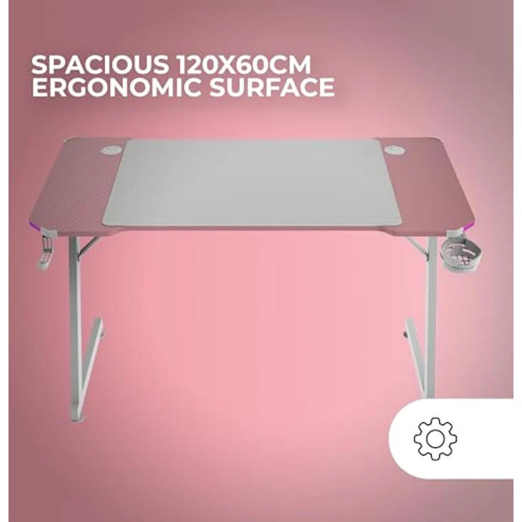 Mars Gaming MGD-X120RGB Mesa Ergonómica ARGB Mando Alfombrilla XXL Soportes Externos 120x60 cm Rosa – Bild 5
