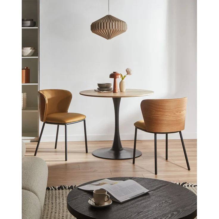 Esszimmerstuhl 2er Set HOSKIN Kunstleder Braun – Bild 3