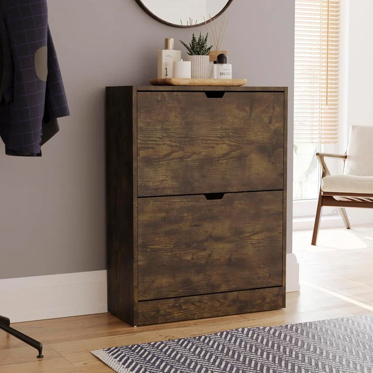 Vida Designs Schuhschrank, Dunkles Holz, 80H x 60W x 24D – Bild 1