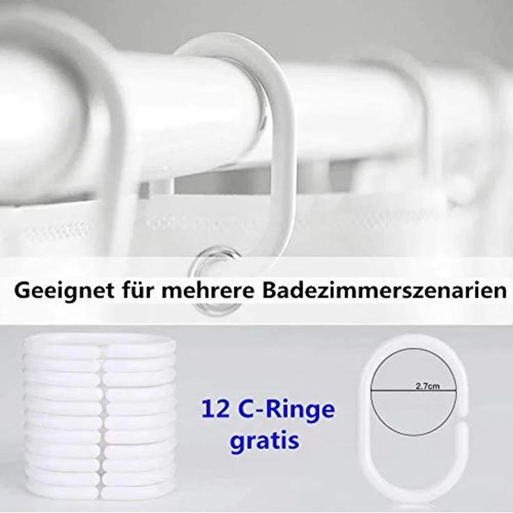 M&W DAS DESIGN Duschvorhang Shower curtains Anti schimmel Waschbar 180x200cm – Bild 7