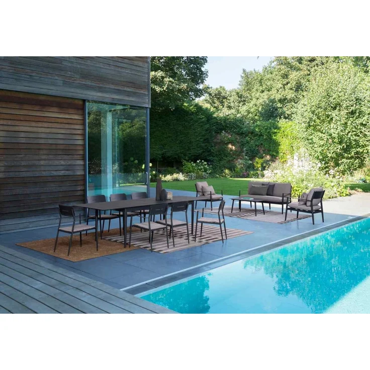 Gartenesstisch Nebula ausziehbar aus Aluminium, modern rechteckig, anthrazit, für 8–10 Personen – Bild 2
