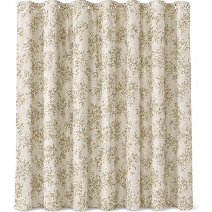 Duschvorhang mit floralem Digitaldruck, wasserabweisend und schimmelhemmend, Beige, 90x180 cm – Bild 1