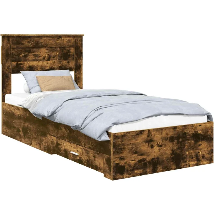 vidaXL Bettrahmen Geräucherte Eiche 90 x 190 cm Holzwerkstoff 3410031 – Bild 1