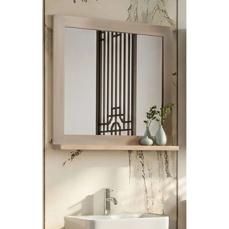 Badspiegel mit Ablage 70x70cm 'Kjoto' Akazie massiv – Bild 4