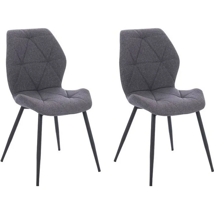 SVITA JAMIE 2er Set Esszimmerstuhl Polsterstuhl ohne Armlehnen Stoff Dunkelgrau