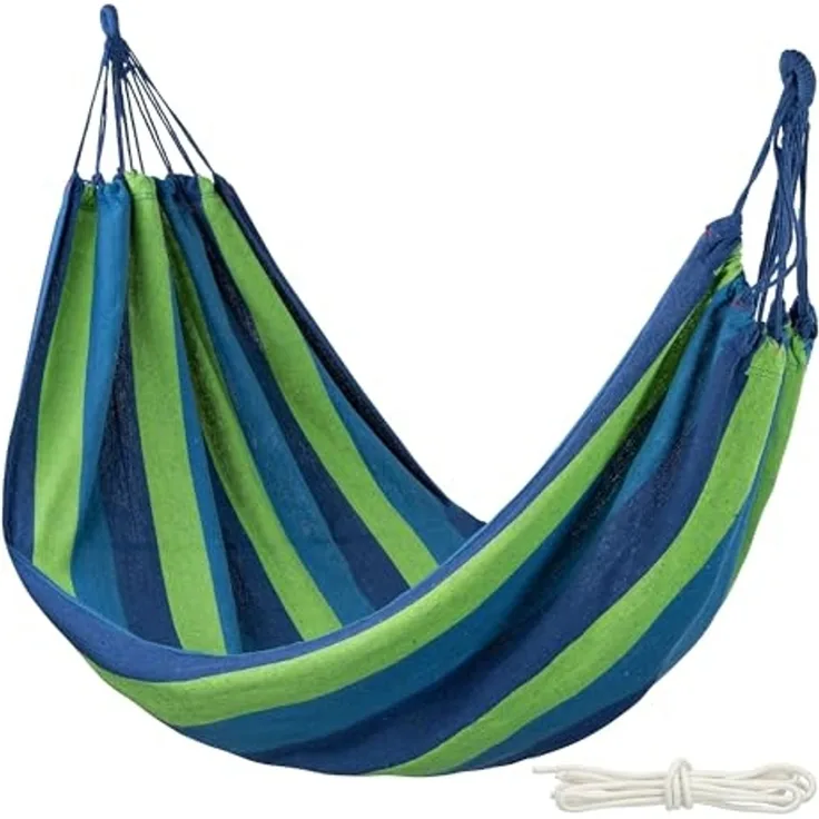 Aktive 52989 - Hängematte aus Baumwolle für Camping und Outdoor | Hängematte im Garten | Maße 200x100 cm | Bis 200 kg Tragkraft | mit Tragetasche