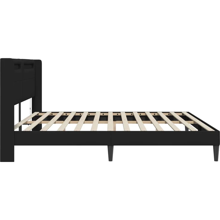 vidaXL Bettrahmen mit LED-Lichtleisten Schwarz 180x200 cm Kunstleder 42027988 – Bild 7