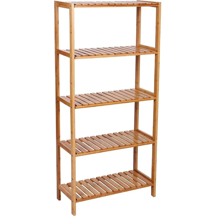 SONGMICS Badezimmerregal, Bambus natur, 60 x 26 x 130 cm