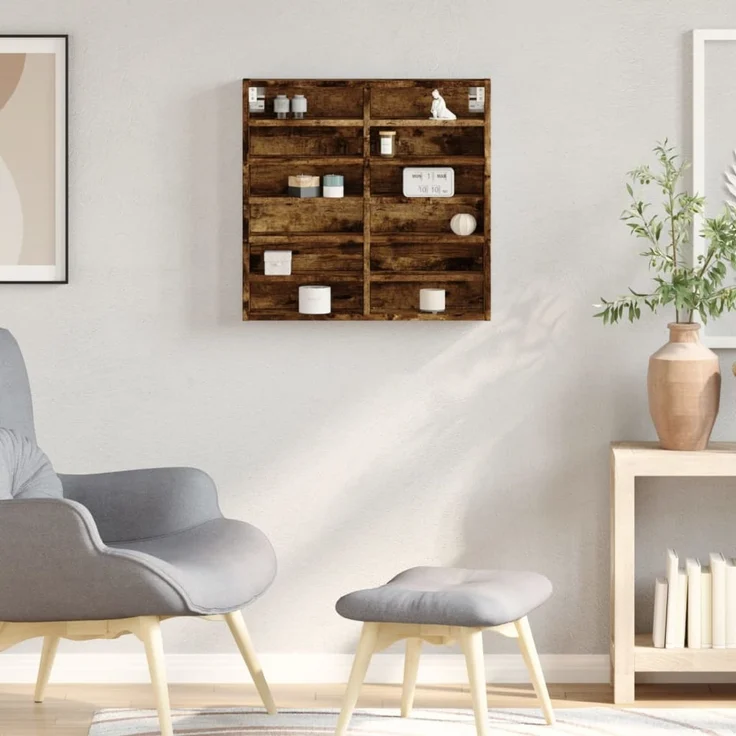 vidaXL Vitrinenschrank Räuchereiche 60x8,5x58 cm Holzwerkstoff 847965 – Bild 3