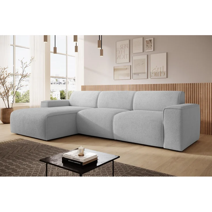 AX LIVING Couch Sofa L Form Didim mini Hellgrau 310 cm breit, stilvoll L – Bild 1