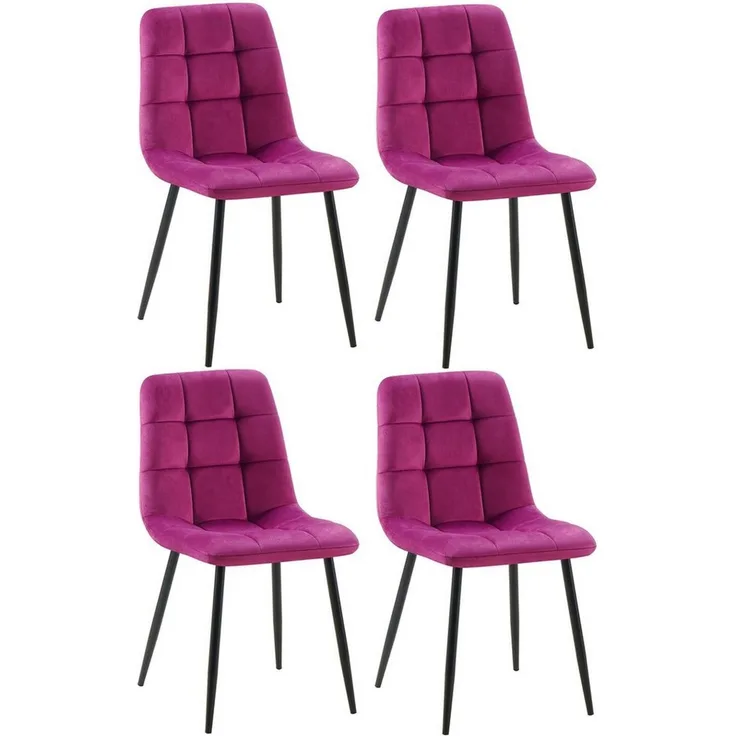 CLP 4er Set Esszimmerstühle Antibes Samtbezüge gepolstert Rückenlehnen bis 150 kg,lila