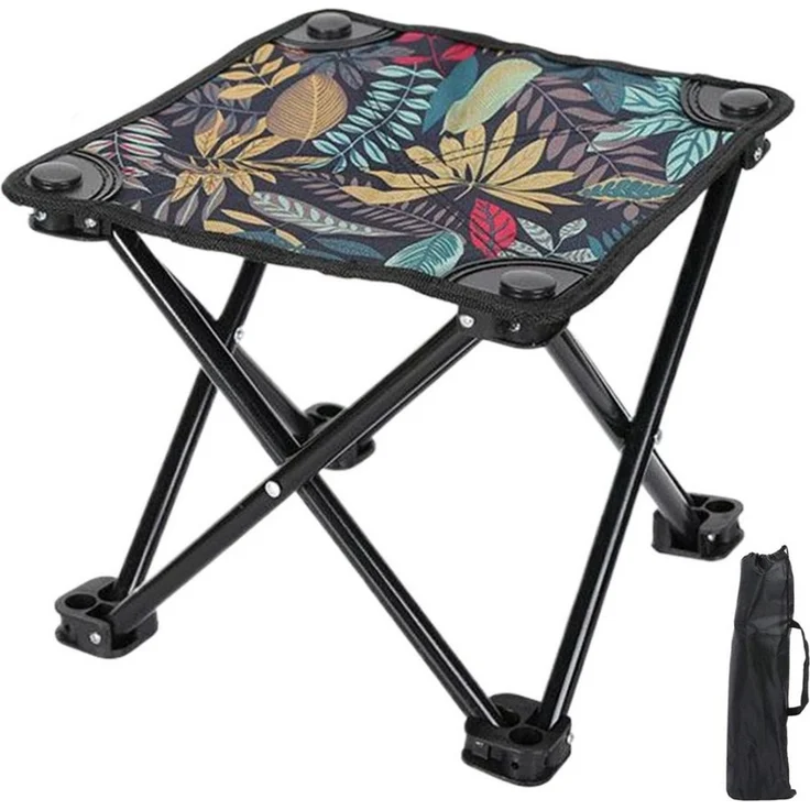 SURFOU Campinghocker Klappbarer Camping-Hocker aus Oxford-Stoff mit Tragetasche– Leichter (Kleiner Outdoor-Hocker, 34x32x32cm, Ahornblattklapphocker hält 100 kg, tragbarer, Oxford tragbarer Stuhl mit Metallrohr zum Rucksack, Camping, Fischen mit Aufbew... – Bild 3