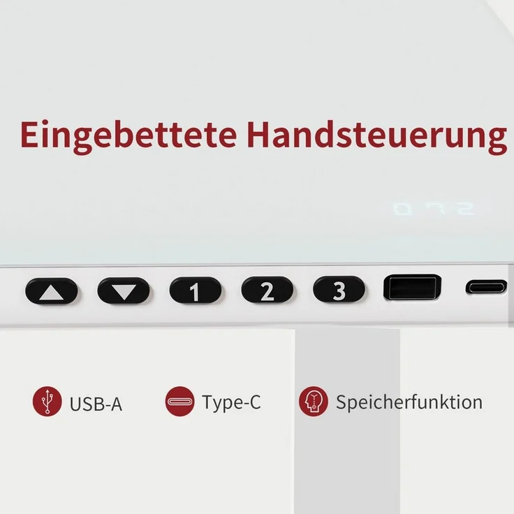 HOMALL Schreibtisch Glas Höhenverstellbarer elektrischer mit USB Aufladung 120*60/140*70 – Bild 3