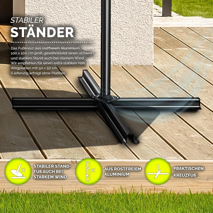 tillvex Sonnenschirm neigbar, Aluminium anthrazit, Ø 3m – Bild 9