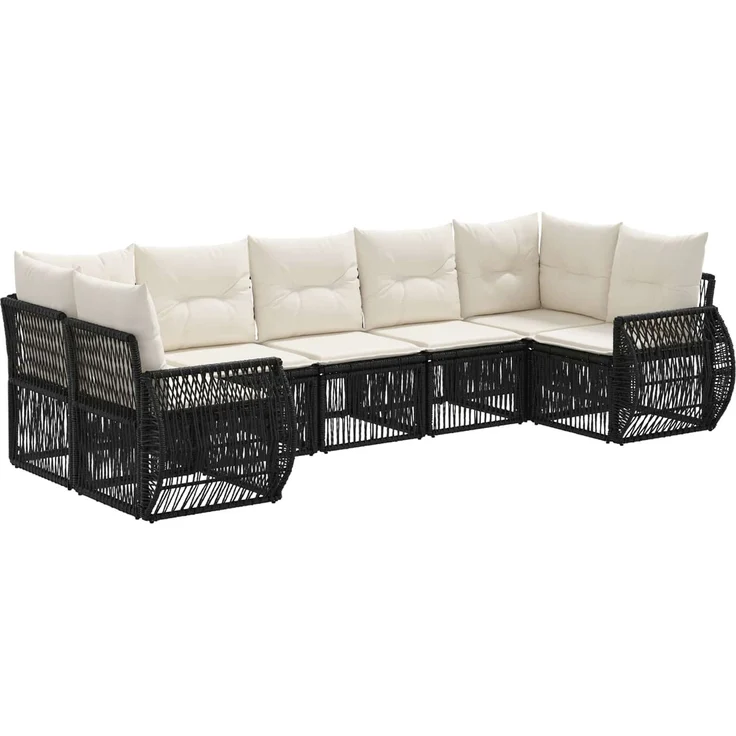 vidaXL Gartensofa-set 7 stk. 7-Sitzanzahl Schwarz und Cremeweiß 3435517 – Bild 2